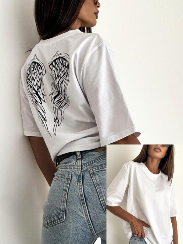 Cotton White Angel Wings T-Shirt