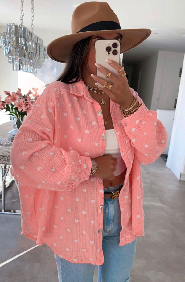 Oversized Coral Sweetheart Shirt Print – 100% Cotton - Image 2