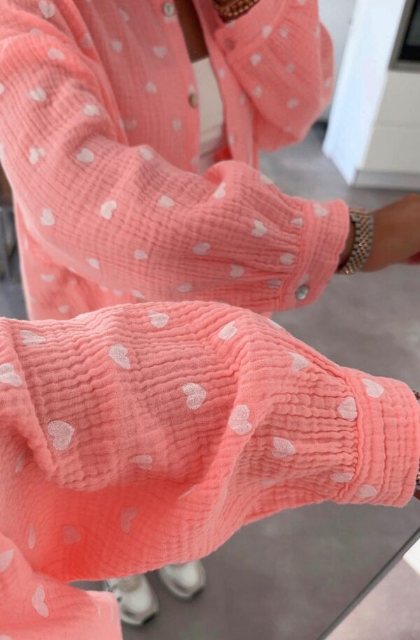 Oversized Coral Sweetheart Shirt Print – 100% Cotton - Image 4