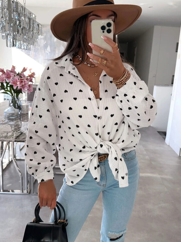 Ivory Crush Heart Print Shirt – 100% Cotton