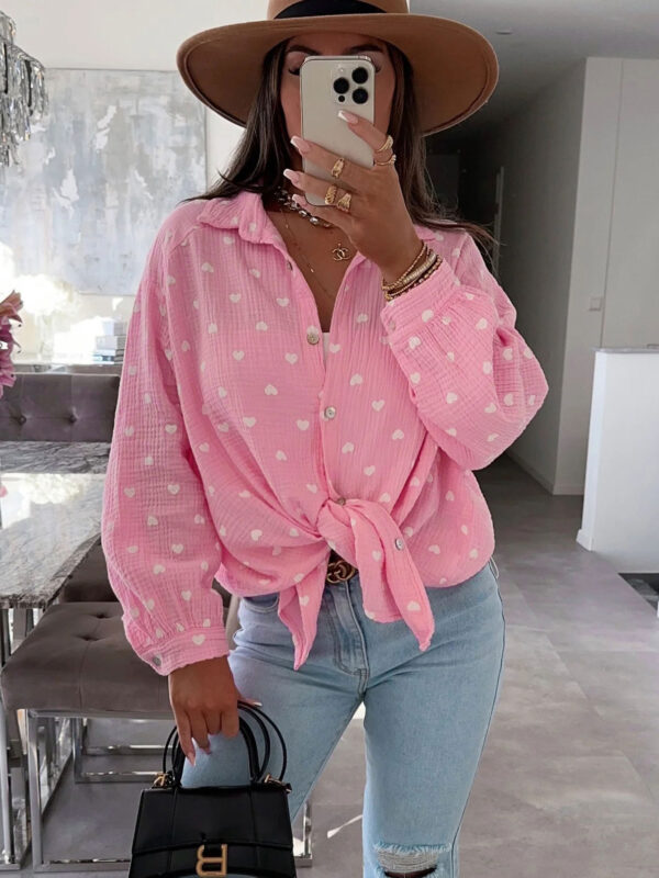 Pink Crush Oversized Shirt Hearts Print – 100% Cotton
