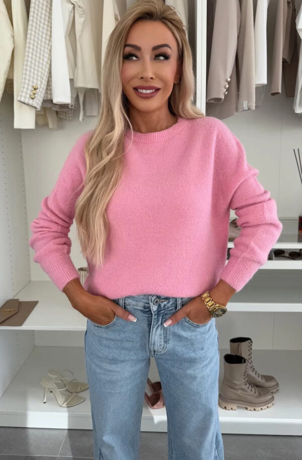 Pink Knit Alpaca Wool Jumper Sweater for Women