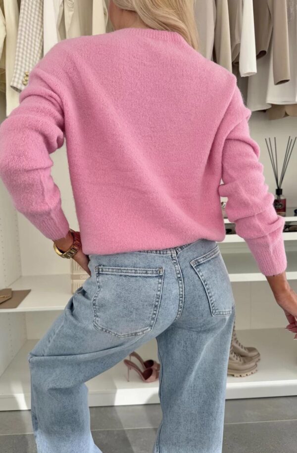 Pink Knit Alpaca Wool Jumper Sweater for Women - Image 4