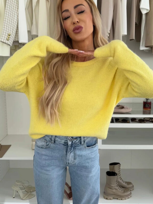 Yellow Light Knit Alpaca Jumper Sweater for Women