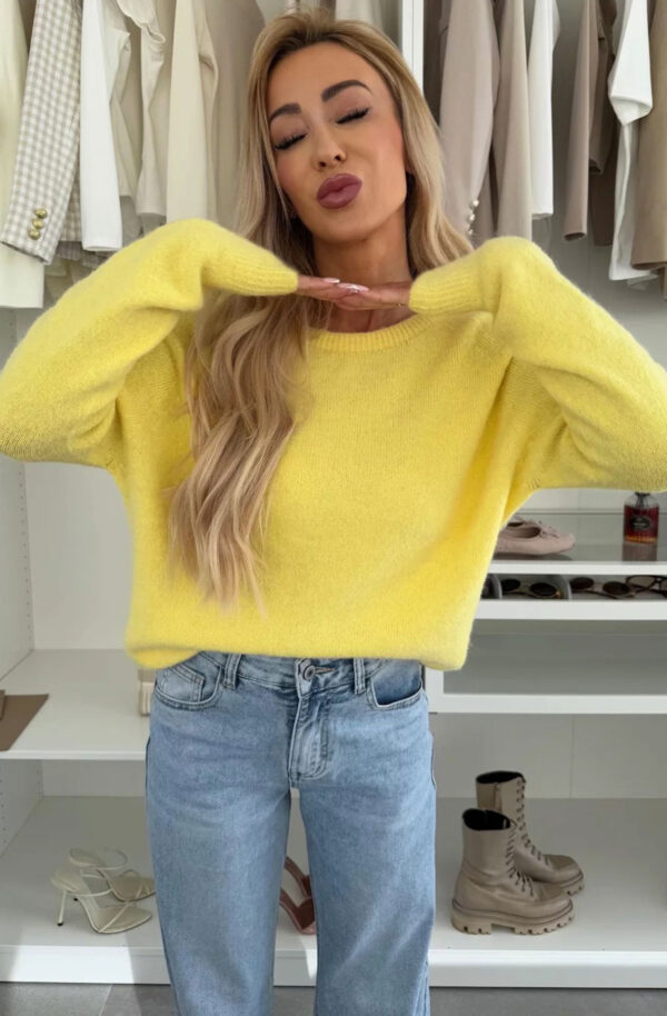 Yellow Light Knit Alpaca Jumper Sweater for Women