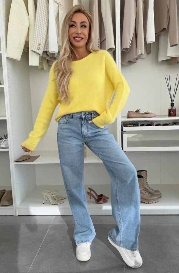 Yellow Light Knit Alpaca Jumper Sweater for Women - Image 2