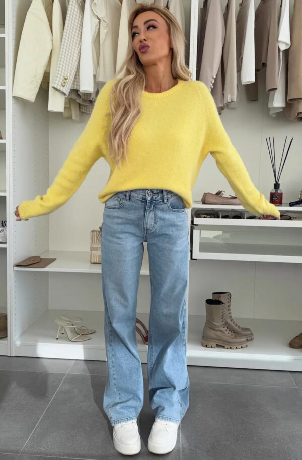 Yellow Light Knit Alpaca Jumper Sweater for Women - Image 3
