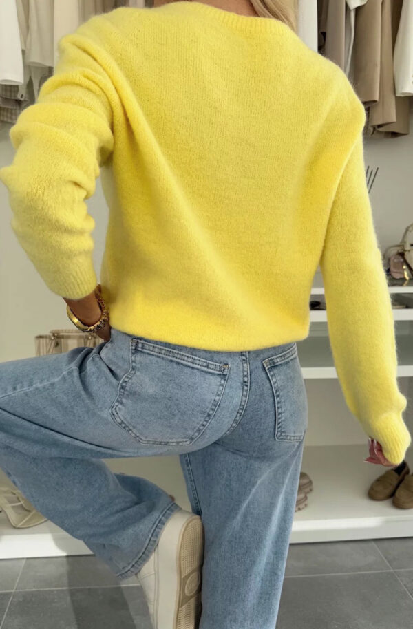 Yellow Light Knit Alpaca Jumper Sweater for Women - Image 4