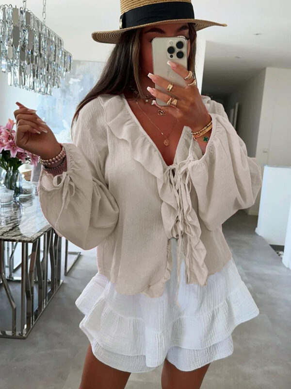 Sahara Breeze Frill Blouse Shirt Top