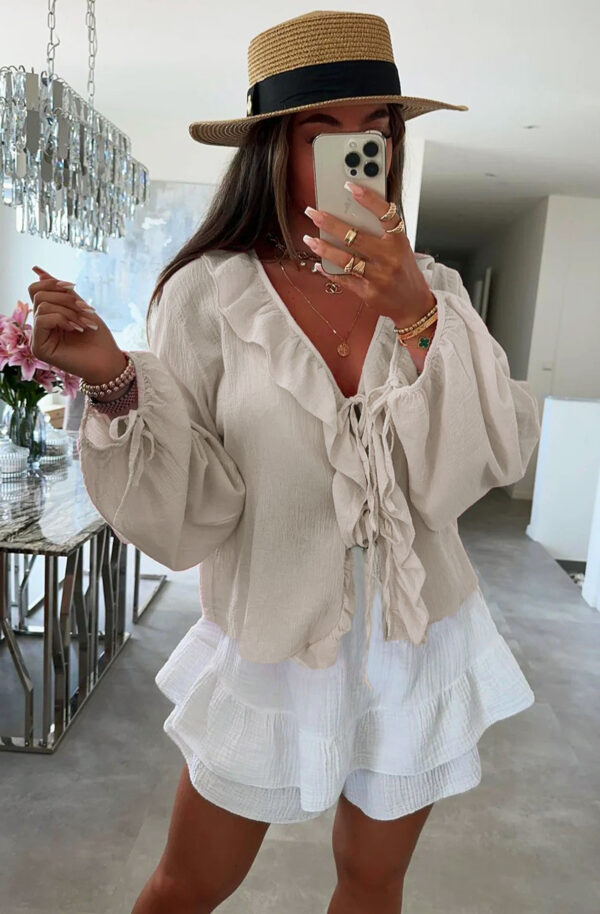 Sahara Breeze Frill Blouse Shirt Top