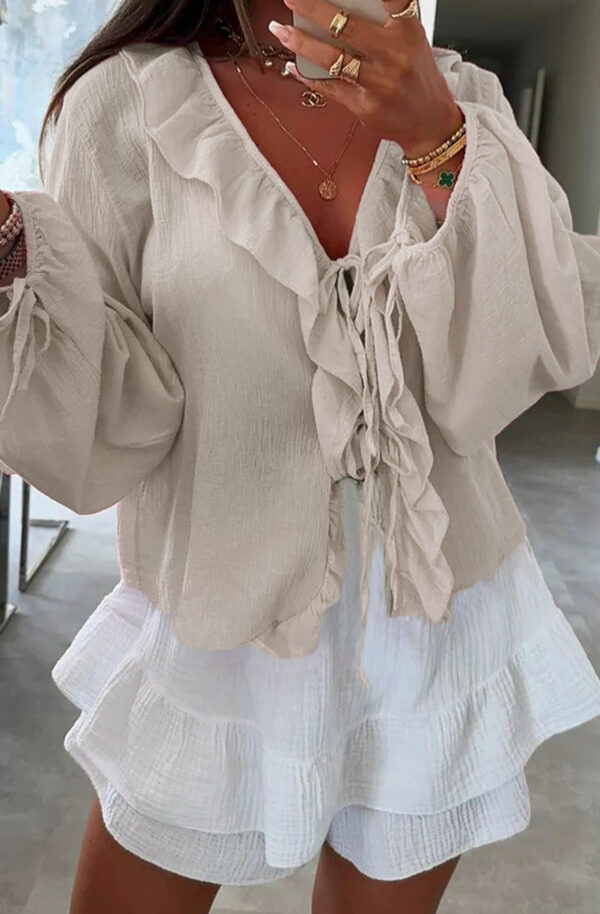 Sahara Breeze Frill Blouse Shirt Top - Image 3