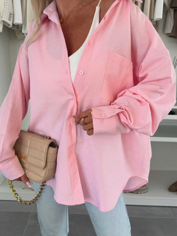 Pink Horizon Women’s Oversized Blouse – Casual Loose Fit Tunic Shirt