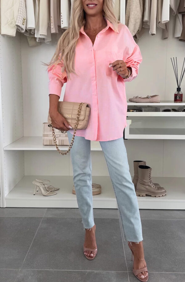 Pink Horizon Women’s Oversized Blouse – Casual Loose Fit Tunic Shirt - Image 2