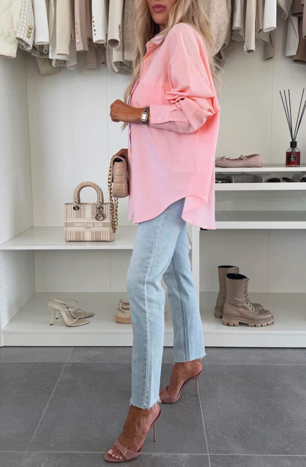 Pink Horizon Women’s Oversized Blouse – Casual Loose Fit Tunic Shirt - Image 3