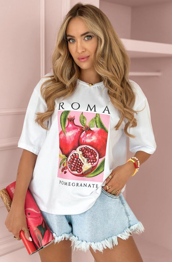 Pomegranate Kiss Print T-shirt Top - Image 2
