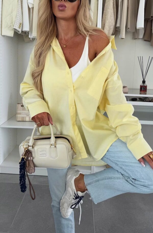 Yellow Oversized Blouse Top Short for Women - Image 3
