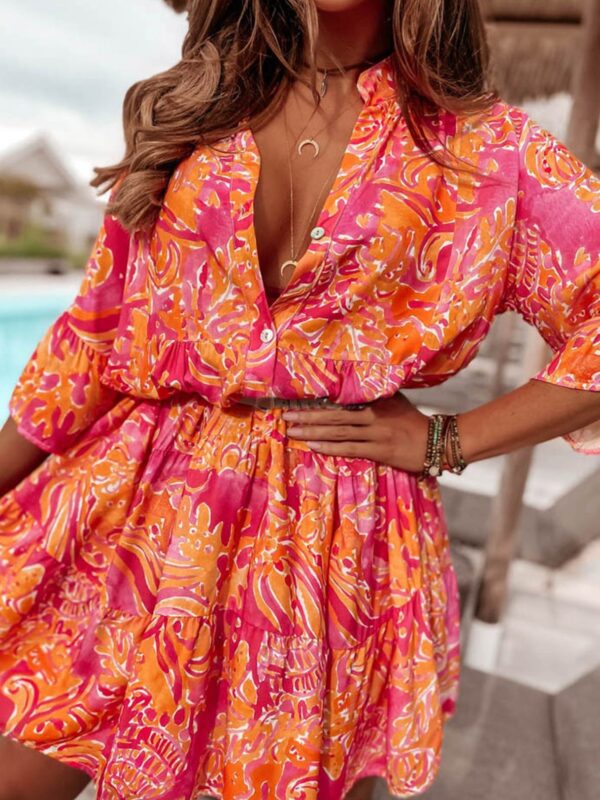Spice Glow Boho Tunic Dress