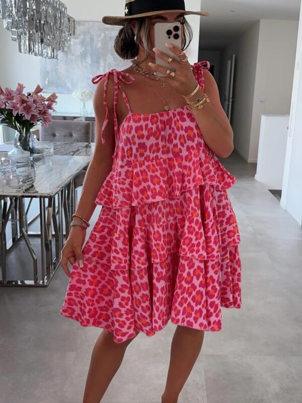Lora Pink Leopard Animal Print Dress