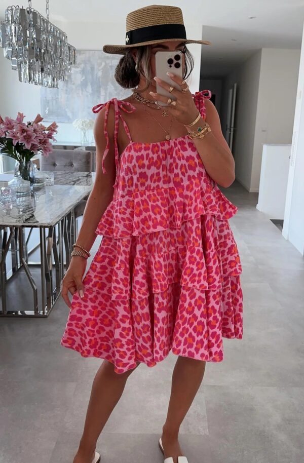 Lora Pink Leopard Animal Print Dress