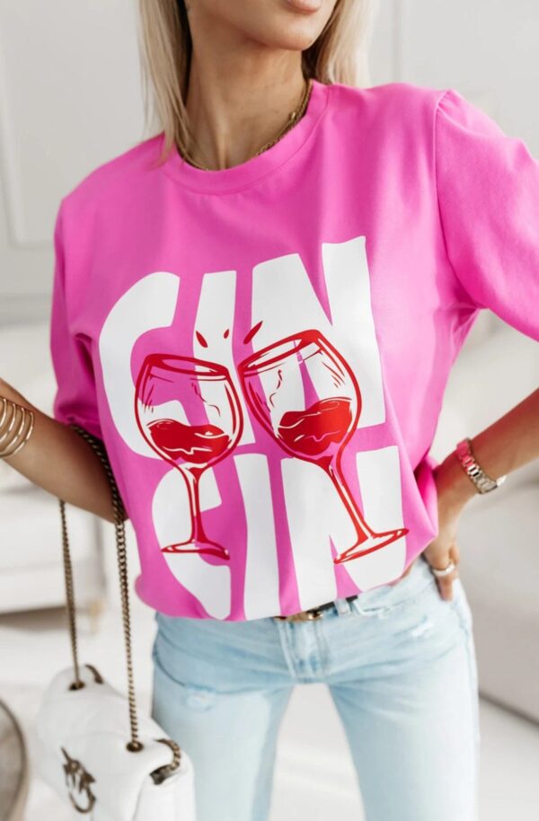 Bella Graphic Glass White Tee Shirt for Women - Image 6