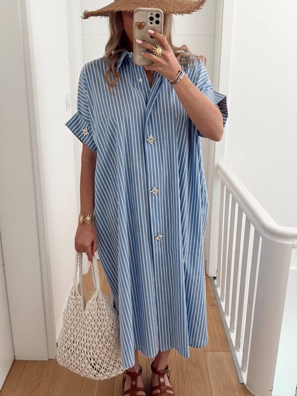 Caia Diamanté Dress – Azure Blue