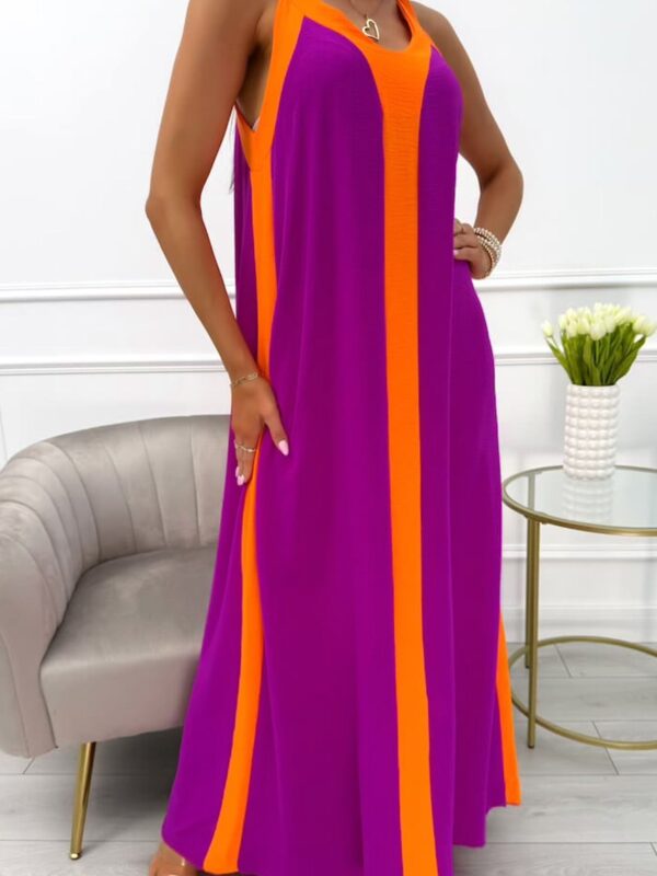💜 Violet Bloom Contrast Maxi Dress