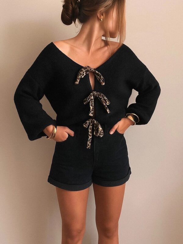 Isla Wildcat Lace-Up Knit – Black Mist 