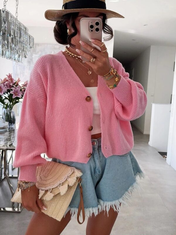 Pink Aura Melange Cardigan