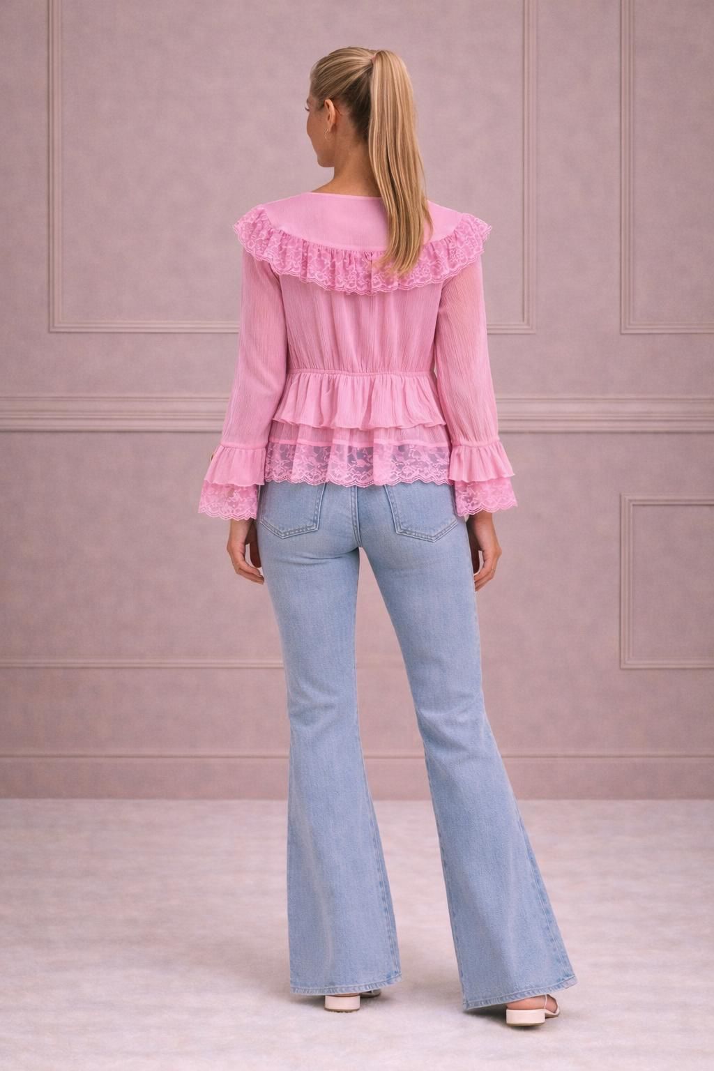 Fleur Delicate Lace Blouse - Rose - Image 3